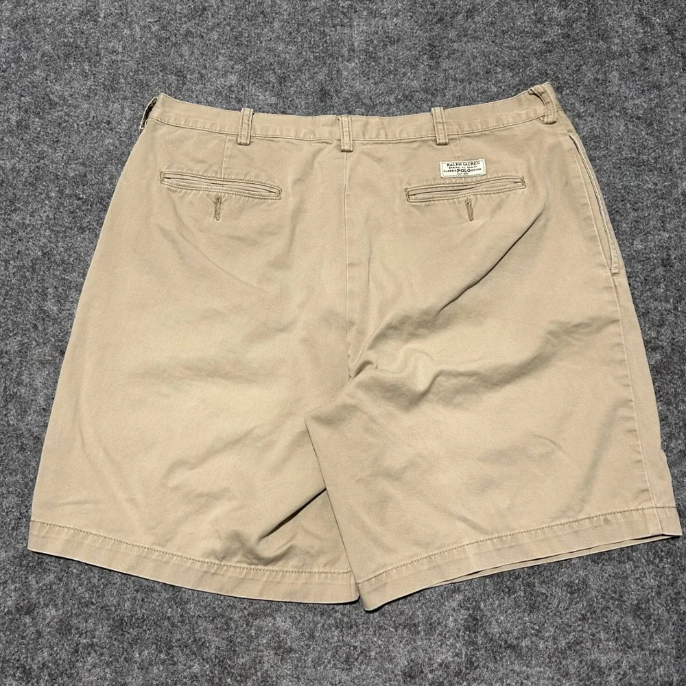Polo Ralph‎ Lauren Tyler Short Pleated Khaki Chino Shorts Tan Mens Size 38 90s
